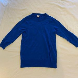 J. Crew classic three quarter sleeve woven sweater in blue size medium